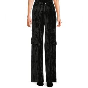 C&V Chelsea & Violet Crushed Velvet Wide-leg Cargo Pants Size Small